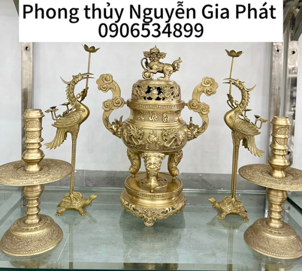 Bộ thờ ngũ sự đồng loại A cao 50cm